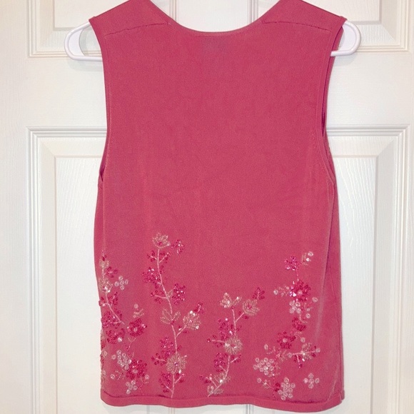Oscar de la Renta Pink Embellished Top EUC Size MP - Picture 5 of 6